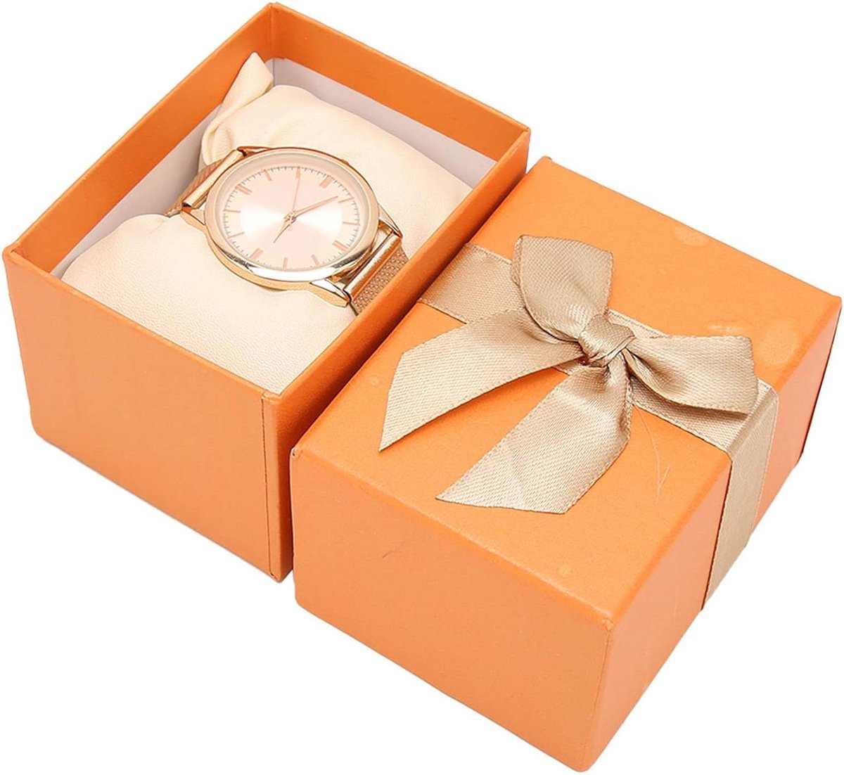 Luxe horlogekist voor dames met strikdetail en kussen - stijlvolle horlogebewaardoos voor jubileum en verjaardag