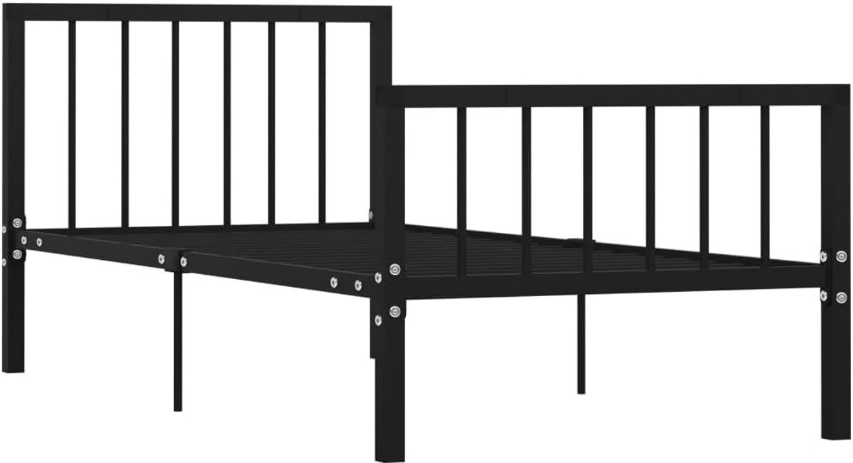 Metalen bedombouw 100x200 cm zwart met lattenbodem