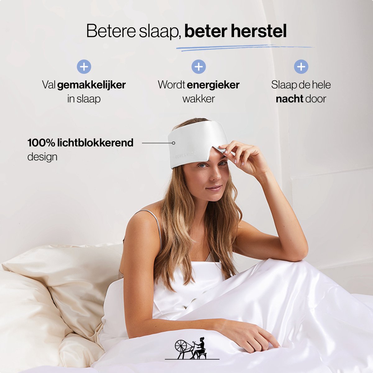 Dore & Rose - Slaapmasker - Oogmasker - Zijden Slaapmasker Voor Mannen en Vrouwen - Deep Sleep Mask - Eye Mask - Verduisterend - Wallen - Wit — afbeelding 9