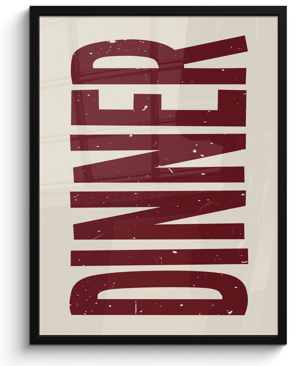 FrameYourWall Fotolijst inclusief poster - Posterlijst 50x70 cm - Posters - Eten - Decoratie - Rood - Vintage - Foto in lijst - Keuken decoratie muur - Wanddecoratie accessoires - Muurdecoratie - Schilderijen Dinner