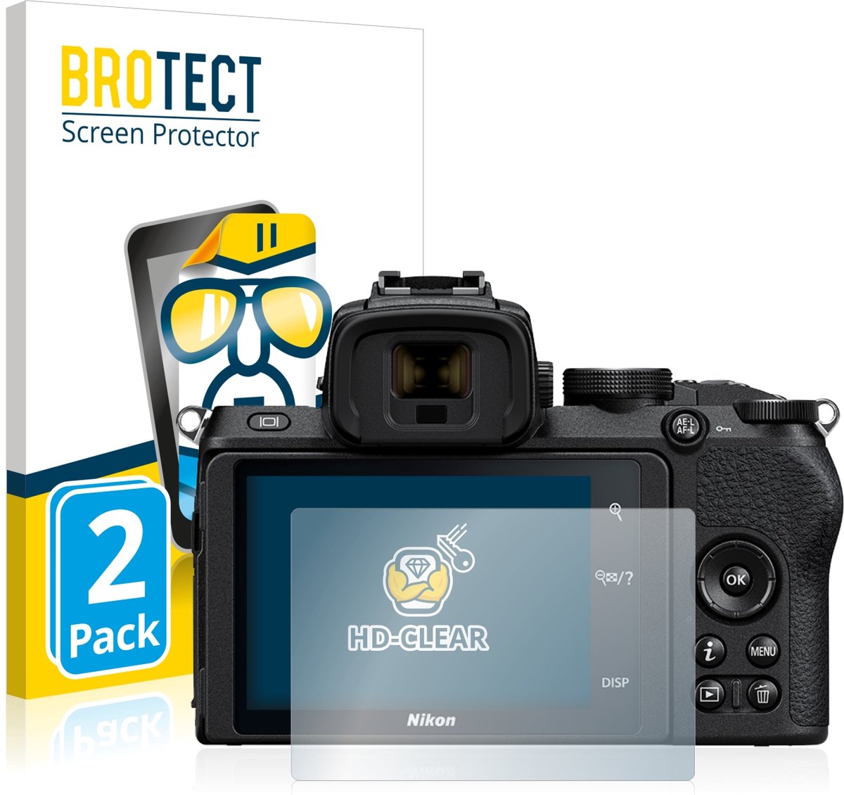 BROTECT - Screenprotector voor Nikon Z 50 - Folie Beschermfolie transparant 2 Stuks
