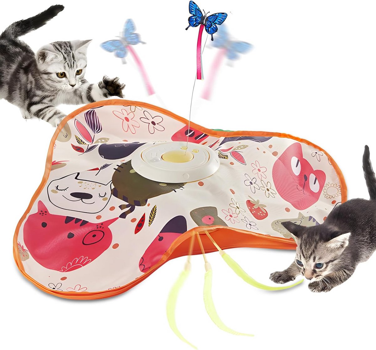 Interactief Elektrisch Kattenspeelgoed met Veren en Vlinder - Zelfbezigheid