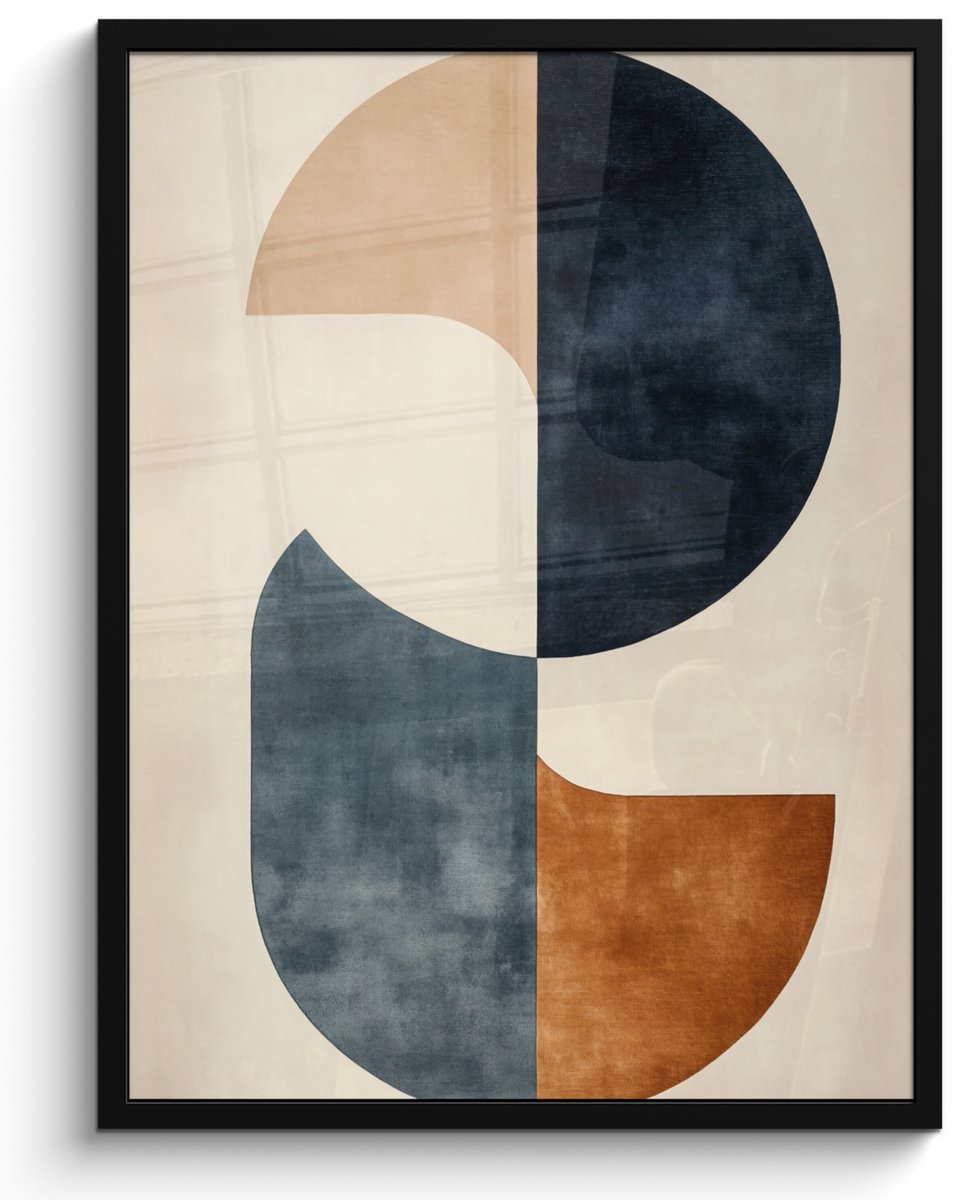 FrameYourWall Poster in lijst - Fotolijst 50x70 cm - Posters - Cirkels - Abstract - Kleurrijk - Posterlijst zwart - Decoratie - Wanddecoratie woonkamer - Muurdecoratie slaapkamer