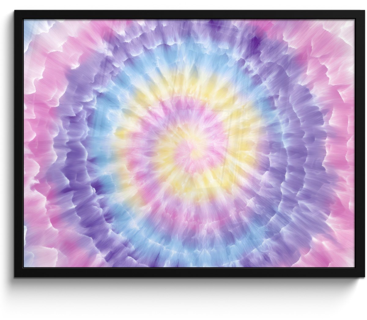 FrameYourWall Poster in lijst - Fotolijst 70x50 cm - Posters - Spiraal - Tie dye - Pasteltinten - Posterlijst zwart - Decoratie - Wanddecoratie woonkamer - Muurdecoratie slaapkamer
