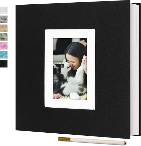Linnen Fotoalbum Zelfklevend - Plakalbum voor 6x4 7x5 10x8 Foto's - DIY Scrapbook met 40 Blanco Pagina's