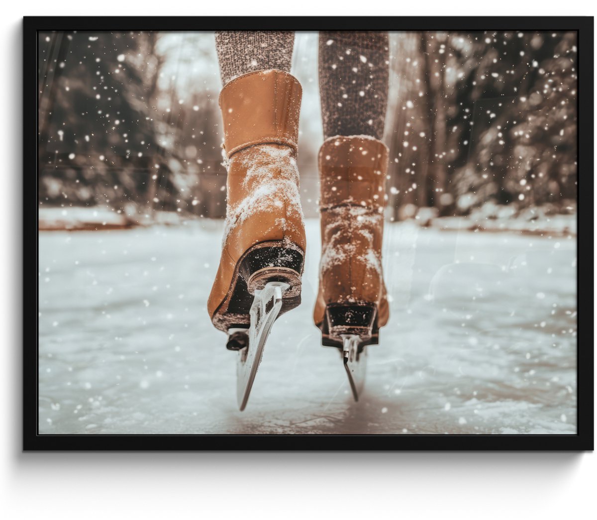 FrameYourWall Poster in lijst - Fotolijst 70x50 cm - Posters - Schaatsen - IJs - Winter - Sneeuw - Posterlijst zwart - Decoratie - Wanddecoratie woonkamer - Muurdecoratie slaapkamer