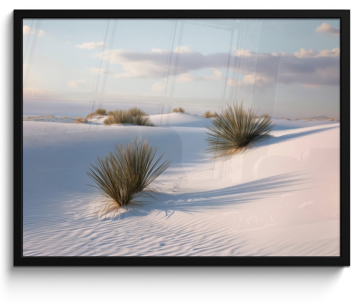 FrameYourWall Poster in lijst - Fotolijst 70x50 cm - Posters - Duinen - Gras - Wolken - Beige - Posterlijst zwart - Decoratie - Wanddecoratie woonkamer - Muurdecoratie slaapkamer