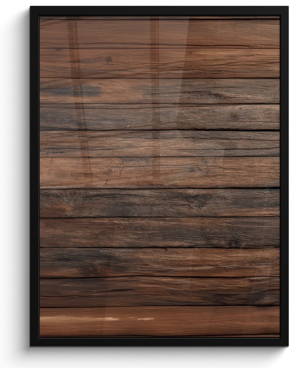 FrameYourWall Poster in lijst - Fotolijst 50x70 cm - Posters - Houten plankpatroon - Warmte - Natuurlijk - Posterlijst zwart - Decoratie - Wanddecoratie woonkamer - Muurdecoratie slaapkamer
