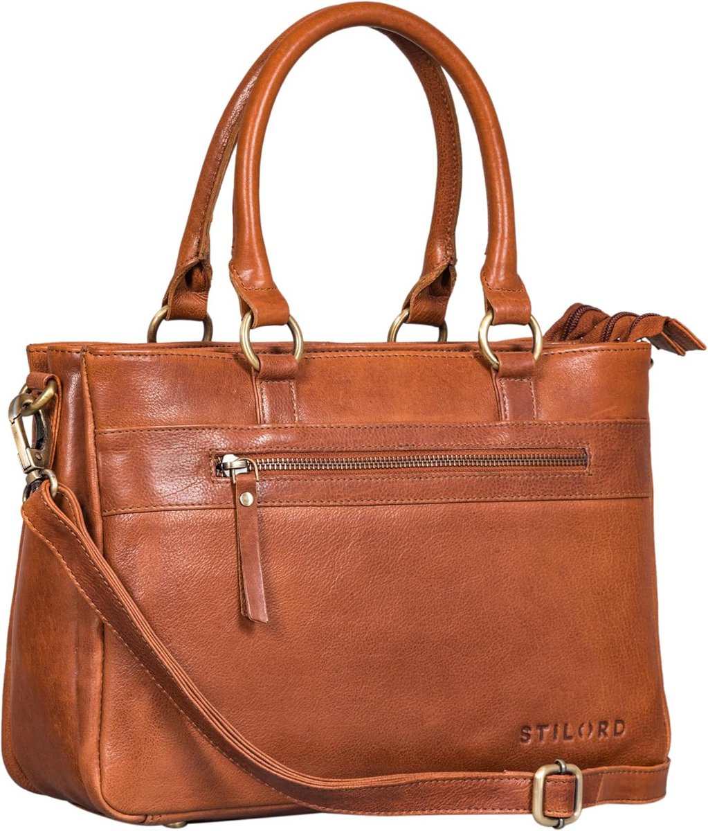 Grote Leren Handtas Dames Schoudertas met Veel Vakken - Crossbody & Shopper