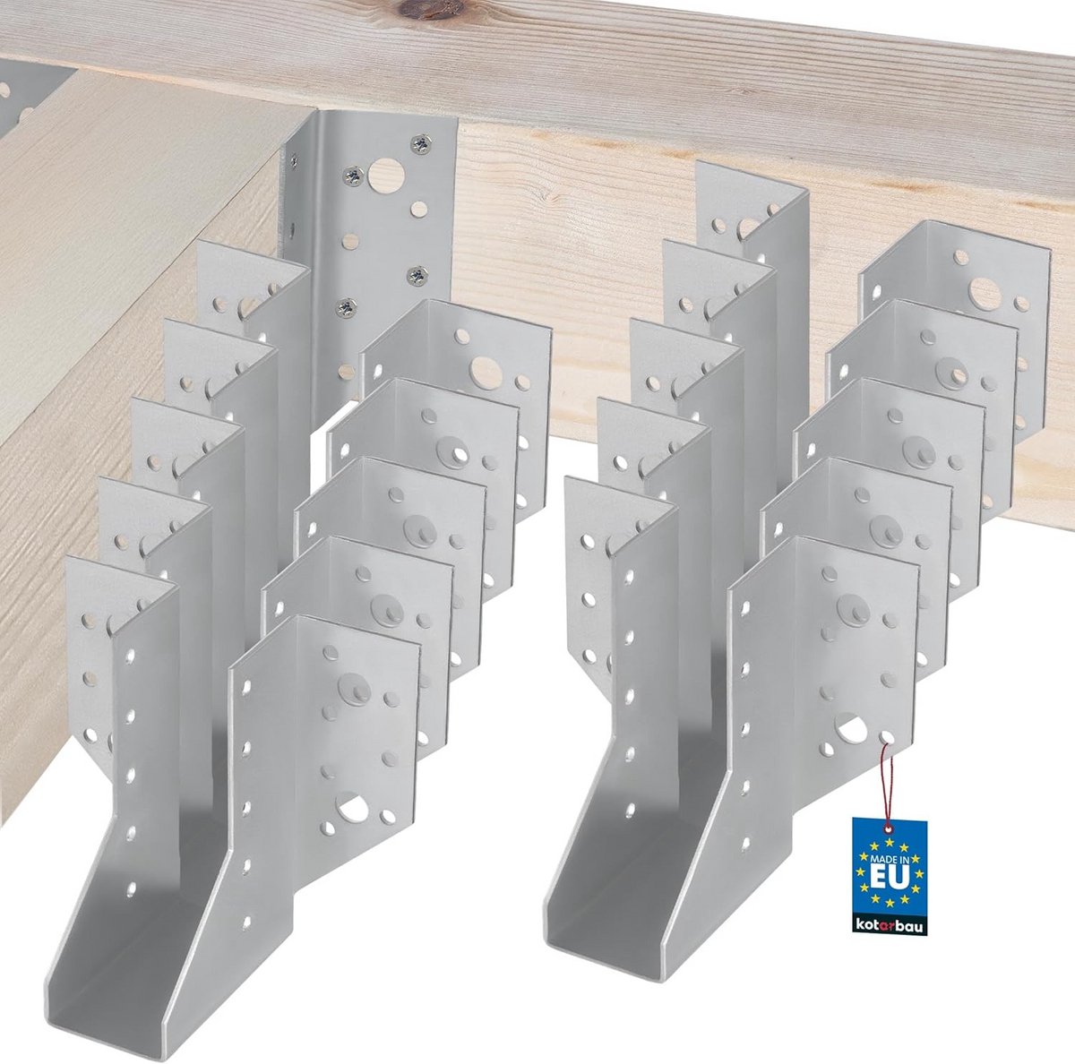 Set van 10 Balkenschoenen 38 x 110 mm Verzinkt Staal voor Houten Constructies