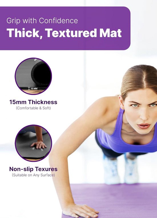 Extra dikke 10 mm yogamat antislip comfort hoogwaardig — afbeelding 5