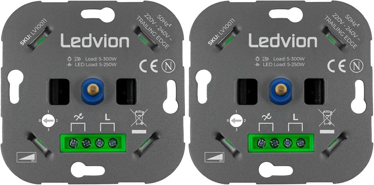 2x LED Dimmer 5-250W voor Wisselschakeling, Meerdere Knoppen voor Eén Lichtpunt