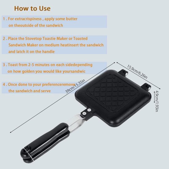 Camping toastie maker voor gasstel dubbelzijdig anti-aanbak van Merkloos — afbeelding 2