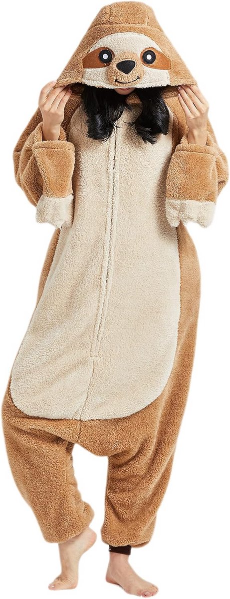 Grappige Dieren Onesie Pyjama - Comfortabele Luiaard voor Volwassenen - Perfect voor Thuis, Halloween en Feesten