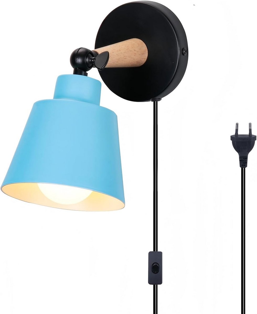 Moderne Wandlamp met E27 Fitting - Verstelbaar Slaapkamer & Woonkamer Licht (Metaal/Hout)