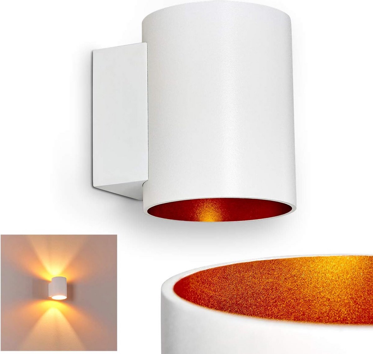 Moderne Cilindervormige Wandlamp Goud/Wit - Up & Down Lichteffect - 1x G9 Fitting