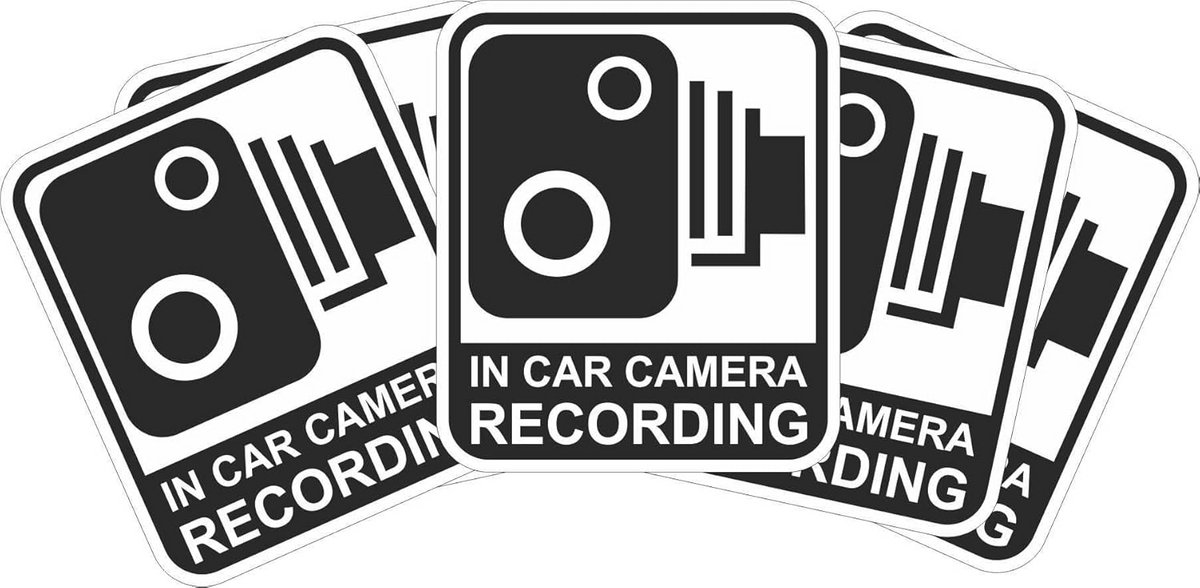 Zwarte Dashcam Sticker 29x25 mm - Veiligheidswaarschuwing - 5 stuks
