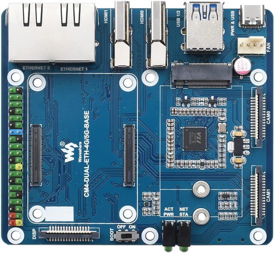 Dubbele Gigabit Ethernet 5G/4G Basisbord voor Raspberry Pi Compute Module 4 met M.2 B Sleutel Interface