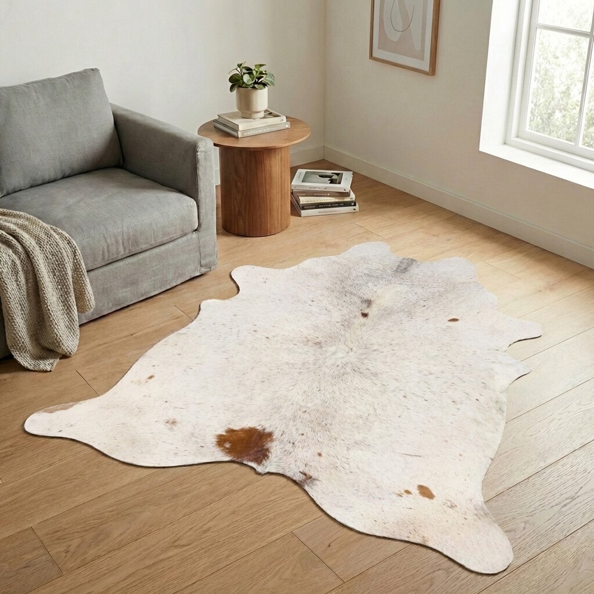 Koeienhuid Vloerkleed XL (Groot) - Bruin-wit - 222 x 175 cm - Koeienkleed / Koeienvel / Dierenvel / Dierenhuid / Koehuid Tapijt