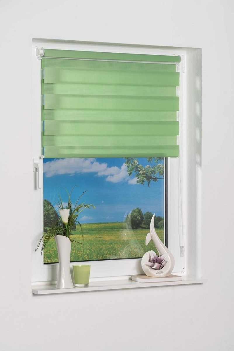 Dubbel Rolgordijn Klemmfix Zonder Boren Groen 50x150 cm
