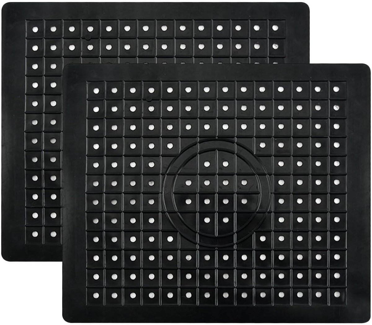 Afdruipmat voor spoelbak - Set van 2 - Voedselveilig - Antislip - Zwart - 31 x 26 cm