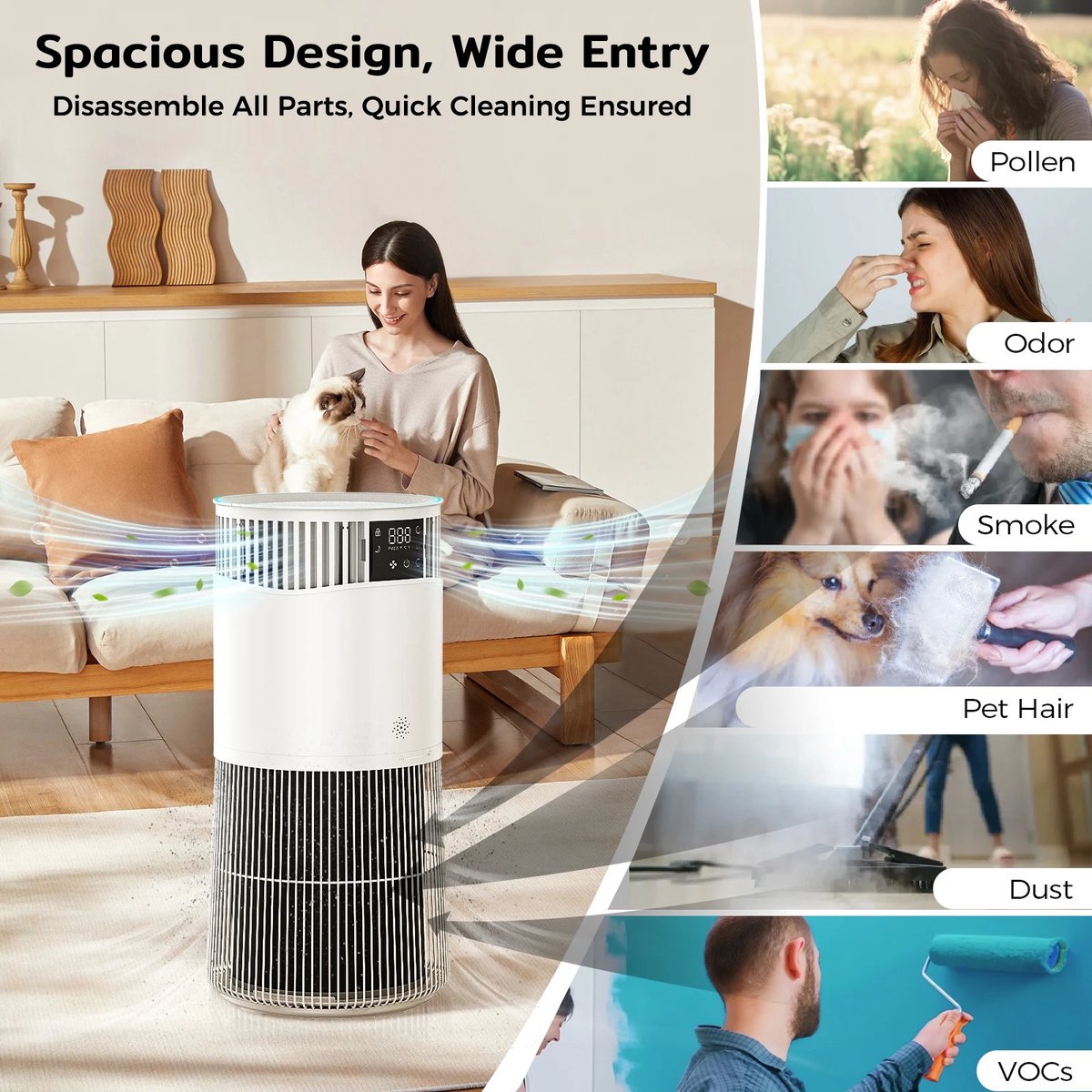 DIMICO - Luchtreinigers tegen huisdierenallergie, haren, allergenen en geuren - Air purifier - HEPA filter - App en slaapmodus — afbeelding 5