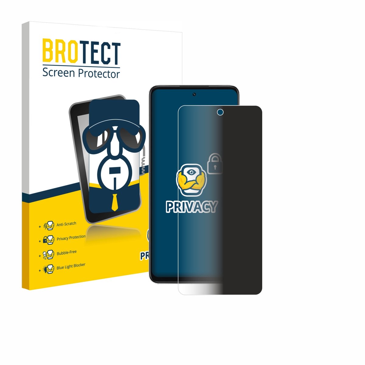 BROTECT - privacy screenprotector voor Oppo A5x 4G - Folie Beschermfolie Blauwlichtfilter