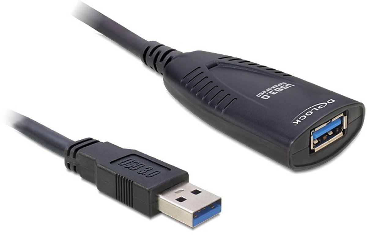 Delock - USB 3.0 actieve verlengkabel - Zwart - 5 meter