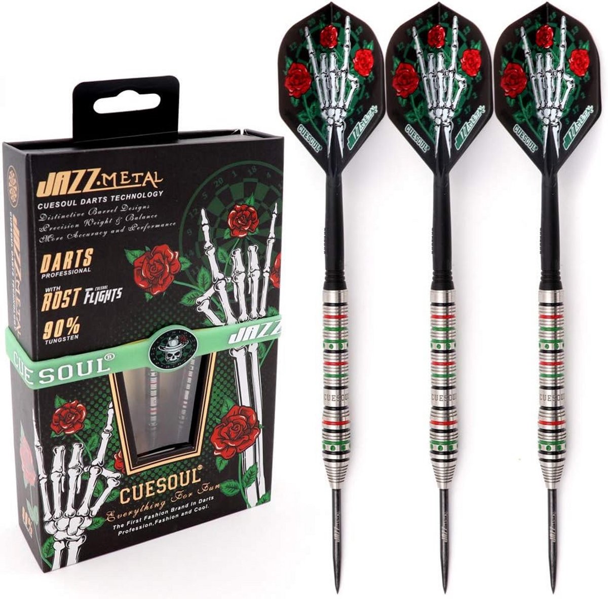 Steeltip Darts Set 21g 23g 25g 90% Tungsten met Geïntegreerde Flights