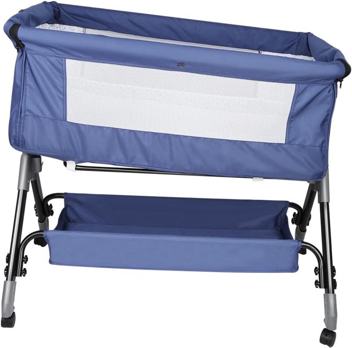 Baby Bedbank Wieg met Schommelmodus en Verstelbare Hoogte - Marineblauw