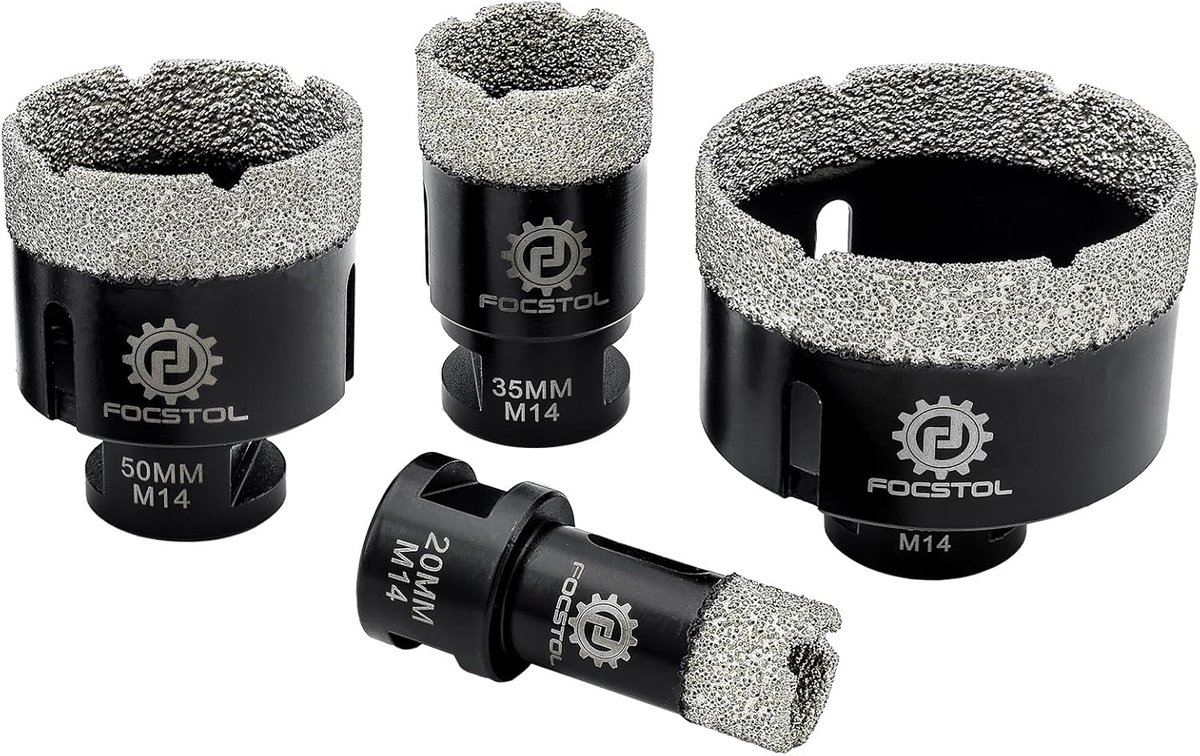 Diamant Tegelboor Set 4-Delig (20/35/50/68 mm) voor Tegels, Porselein en Marmer