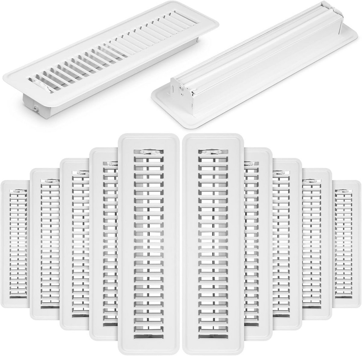 12 Stuks Grote Witte Metalen Vloerroosters voor Ventilatie met Demper
