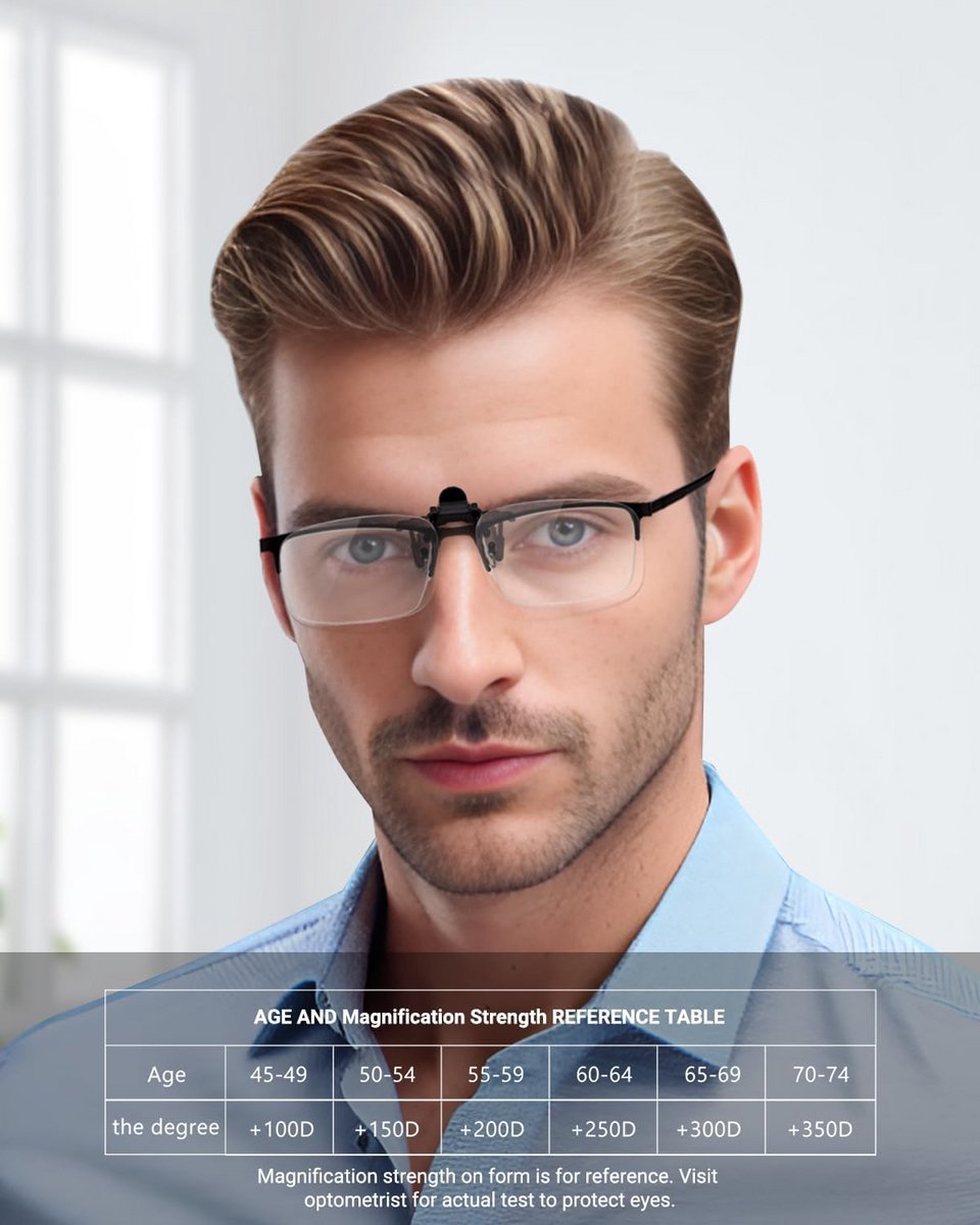 Opklapbare Clip-on Leesbril met Blauwlichtfilter voor Elke Bril
