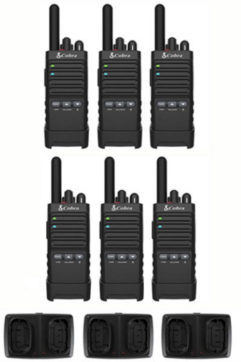 Set van 6 Cobra PX650 UHF PMR446 vergunningsvrije slimline portofoons IP54