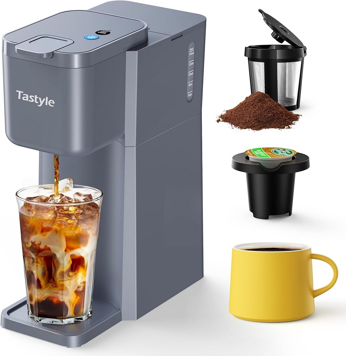 Compact Koffiezetapparaat voor Warme en IJskoffie, Geschikt voor K&Gemalen Koffiecups