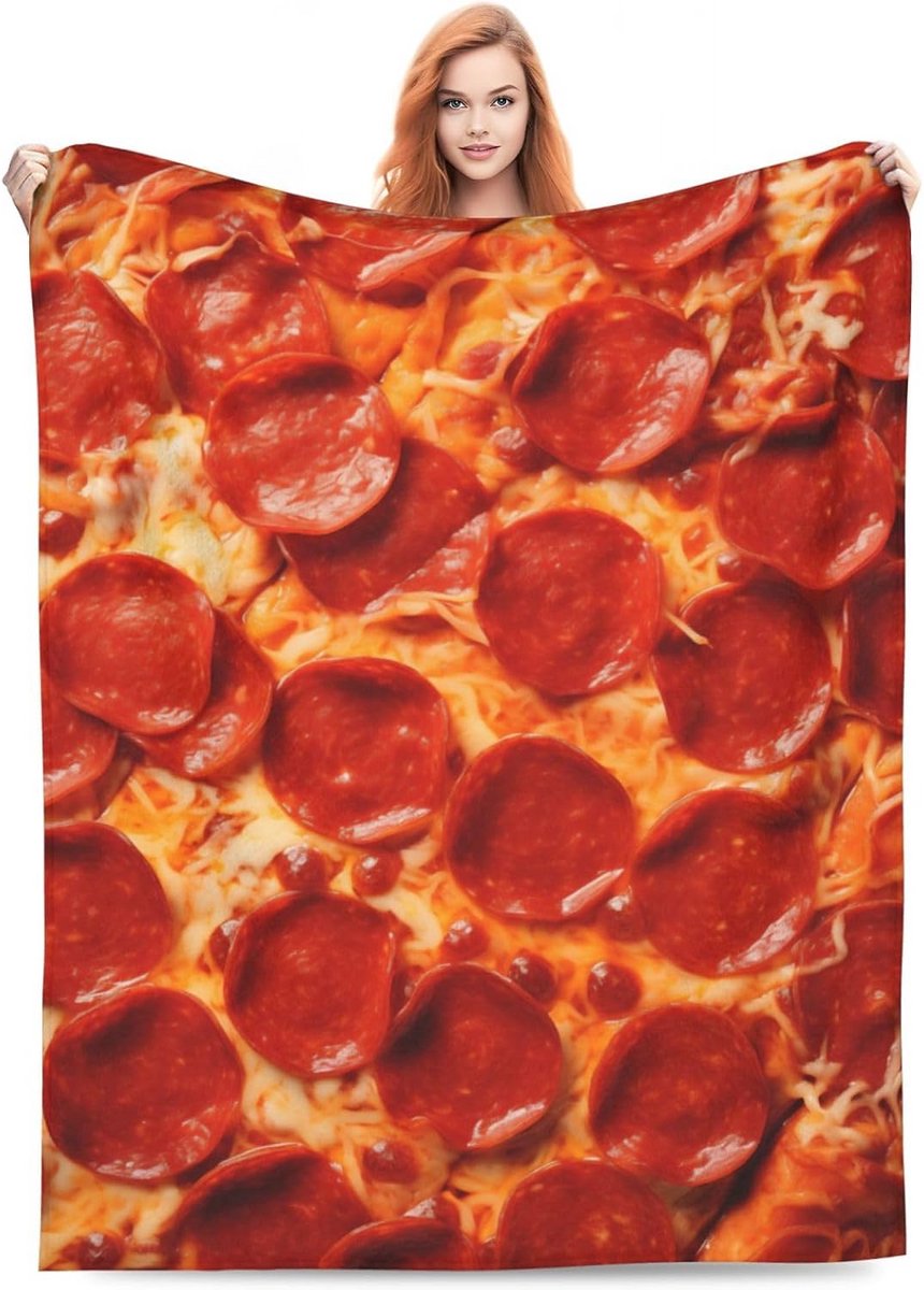Realistisch Pizza Dekentje - Zacht Flanel Plaid als Origineel Cadeau