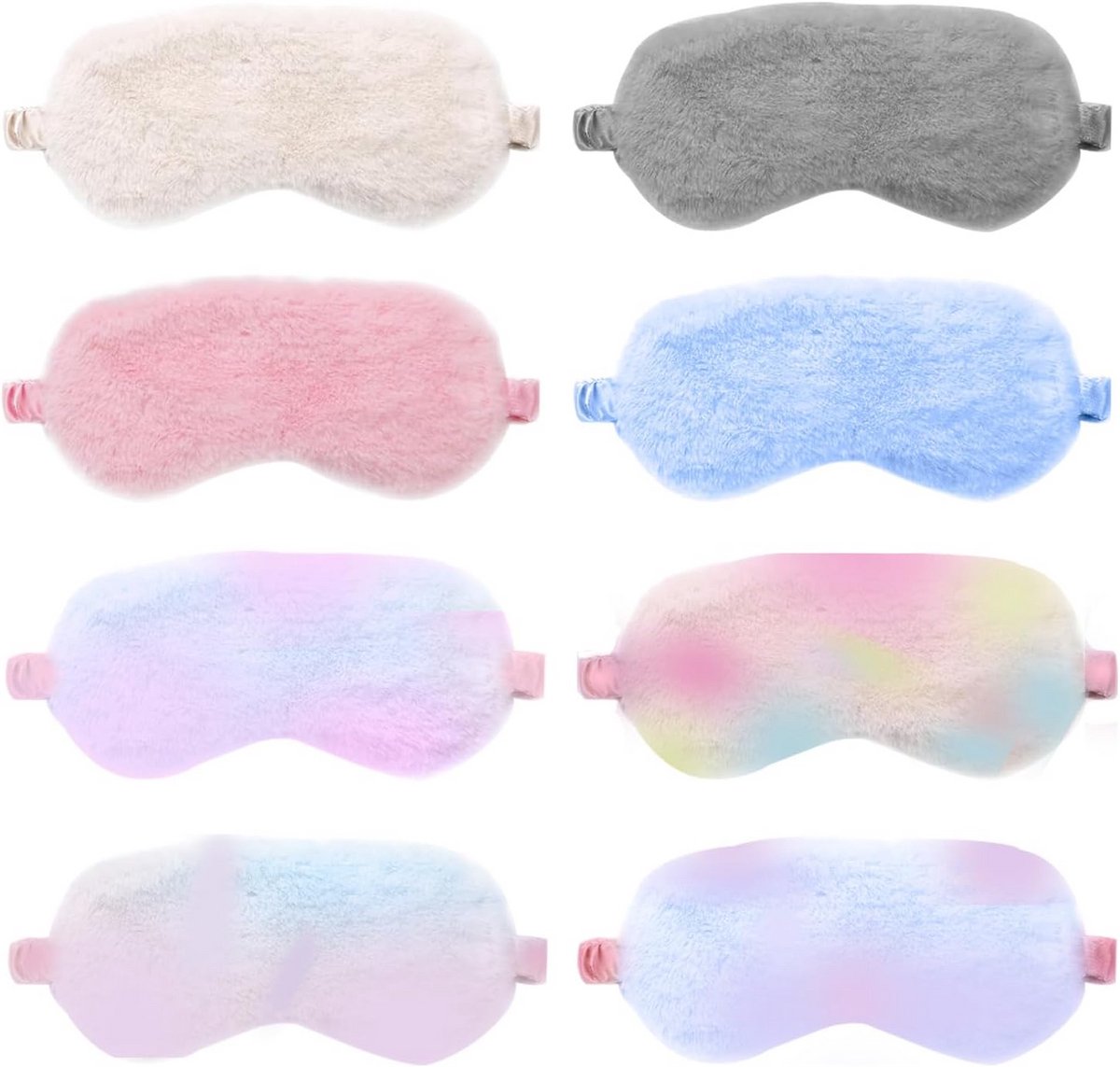 Set van 8 Comfortabele, Ademende Pluche Slaapmaskers voor Nachtrust en Reizen