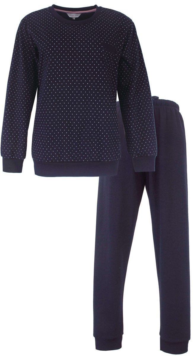 Tenderness Dames Pyjama - Fleece - Lange Mouwen - Donker Blauw Donkerblauw