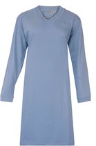 Medaillon Dames Nachthemd - Lange Mouwen - Blauw - Maat M