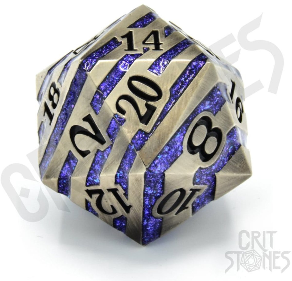 CritStones metal Dice D20 Engraved Elder 3 cm