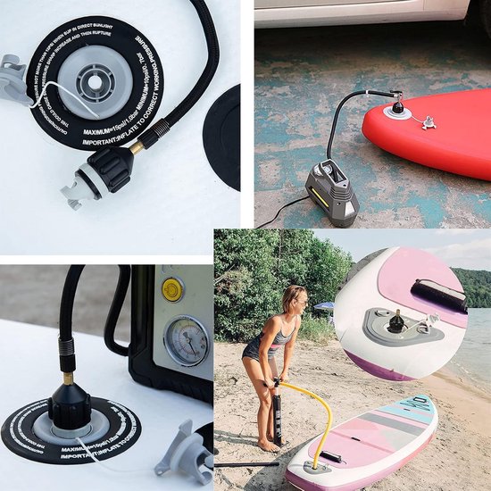 Universele Opblaaspomp Adapter voor Sup Board, Kajak en Rubberboot - Luchtkamer Ventiel Set van Merkloos — afbeelding 3