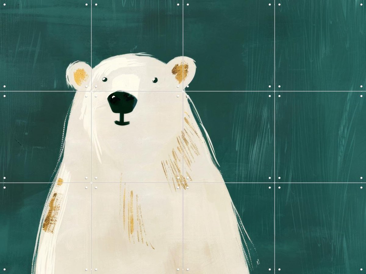 IXXI Polarbear, Treechild & Various - 80 x 60 cm - Gratis ophangtool - Grote wanddecoratie en posters - Cartoonesk, Illustraties, Speels, Kinderkamer