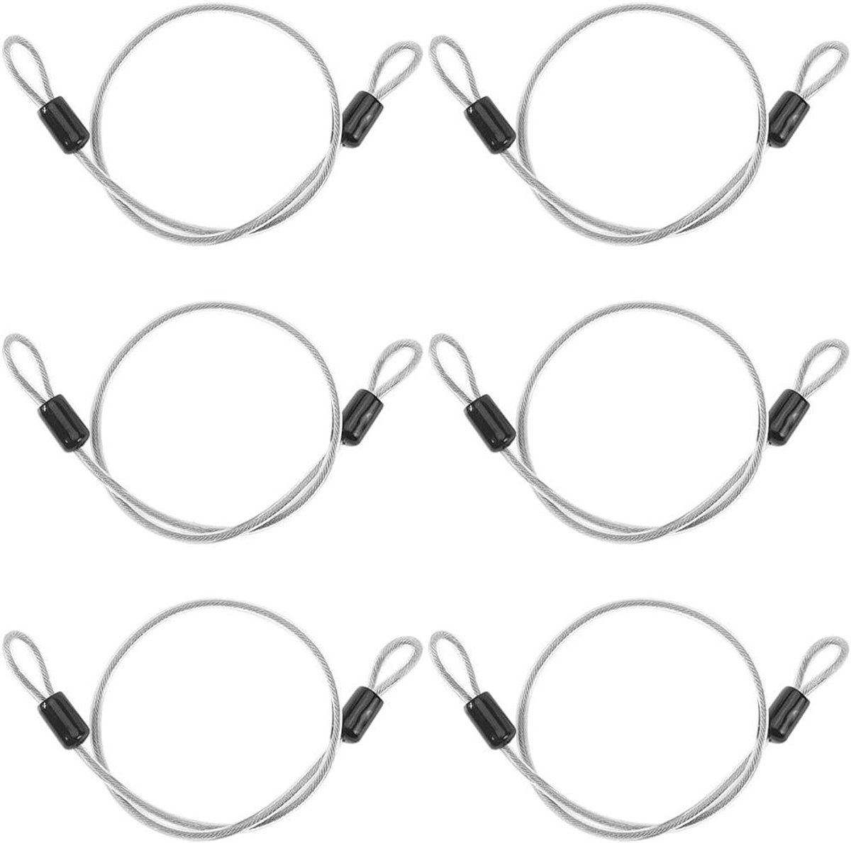 Allecto- Veiligheidskabelslot - Roestvrij Staaldraad - Heavy Duty - Gecoat - Beveiliging - Multifunctioneel - Draad - Geschikt voor Buiten - Zes stuks 50 cm 4mm Diameter