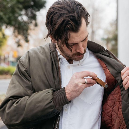 Porte-clés en cuir Orbitkey 2.0 Crazy Horse Chestnut Brown