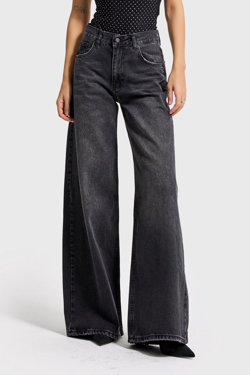 It's Basic - ELENA Palazzo Mid Rise Jeans - Stone