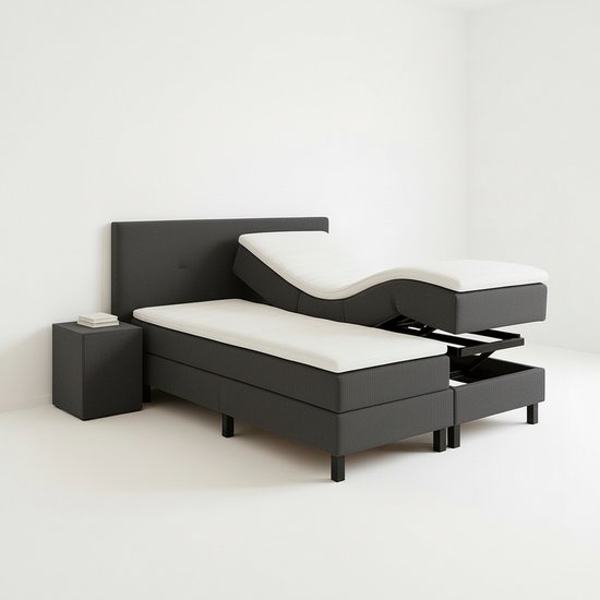 Boxspring VitaLift – Hoog-Laag Bed 2-Persoons Elektrisch Verstelbaar 180x200 cm – Verzorgingsbed / Seniorenbed – Antraciet