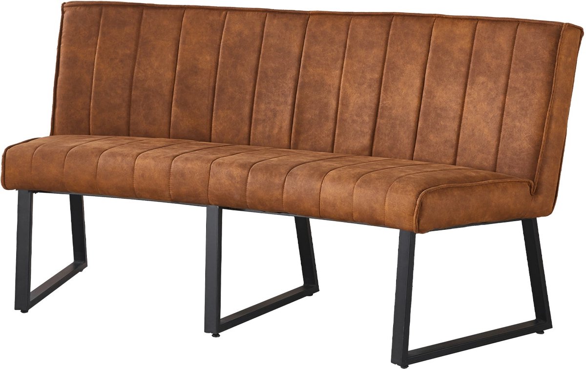 Eetkamerbank Menzo ovaal 160cm cognac microvezel ovale eetbank