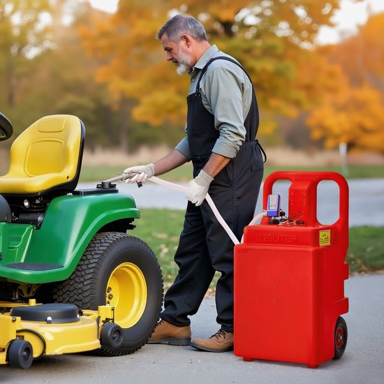 Brandstofwagen - Mobiele brandstoftank - Capaciteit 121 l - Elektrische pomp 9,46 l/min - Slang 1,2 m - Vulpistool met automatische stop - Voor diesel en benzine - Rood van Merkloos — afbeelding 4