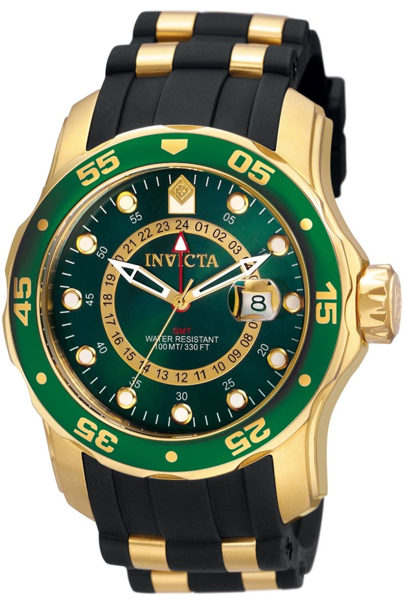 Invicta Pro Diver - SCUBA 6994 Heren Horloge - Waterdicht - Analoog - Quartz Uurwerk - Roestvrij Staal met groene Wijzerplaat - 48mm