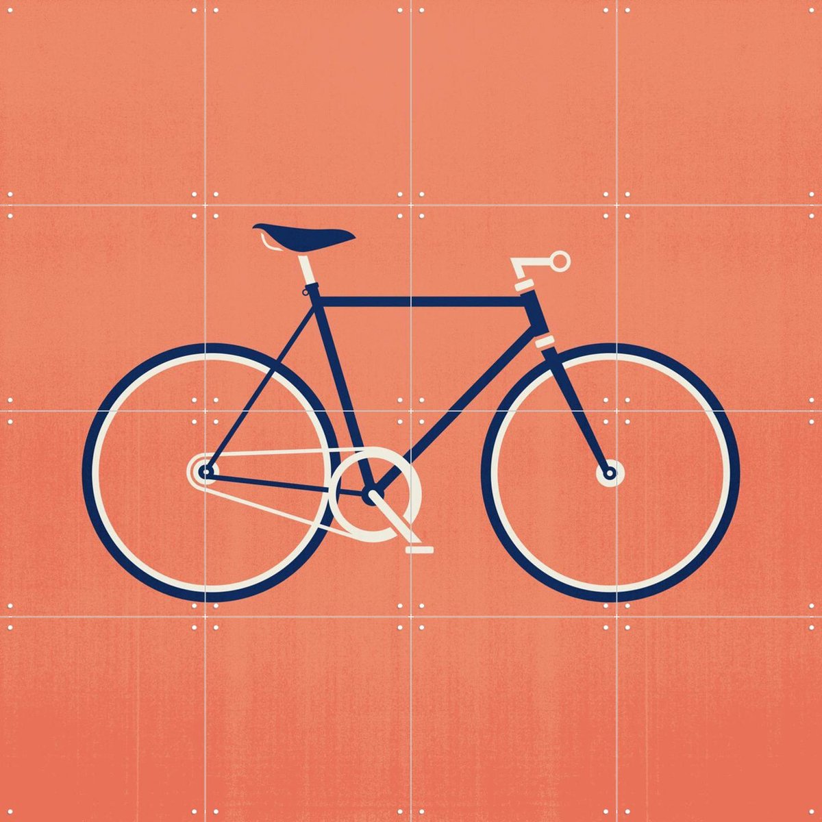 IXXI Vintage Bike, Hannes Beer - 80 x 80 cm - Gratis ophangtool - Grote wanddecoratie en posters - Geometrische Kunst, Illustraties, Minimalisme